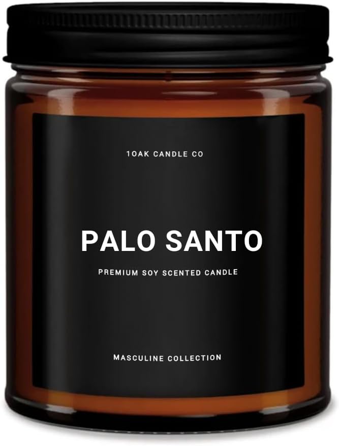 1OAK Scented Candles for Men - Palo Santo Candle - Mens Candles for Home - Masculine Candle - Long Burning Premium - Soy Wax (7oz.)