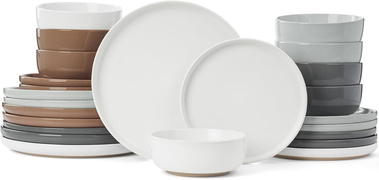 Famiware Milkyway Dinnerware Sets, 24 Piece Dish Set, Plates and Bowls Sets for 8, Multi-color