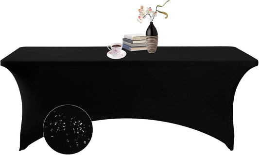 Spandex 8ft Waterproof Table Cover for Party,Wedding, Banquet, and Events(Black)