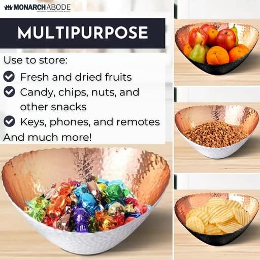 Monarch Abode Hand Hammered Decorative Bowl for Home Decor, 7.5-Inch Black and Copper Plated – Key Bowl for Entryway Table, Catch All, Decorative Fruit Basin, Key Holder, Bowls for Home Decor