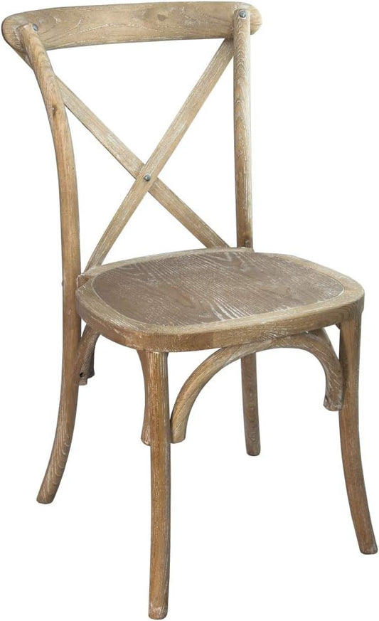 EMMA + OLIVER Natural with White Grain X-Back Chair