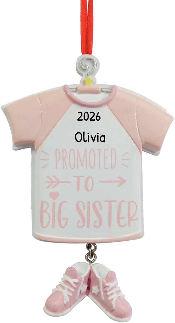 Personalized Sibling Christmas Ornaments 2024 - Sister Ornaments Promoted to Big Sister Ornament Custom Ornament New Big Sister Family Ornaments Children Ornaments Sibling Ornaments for Christmas Tree