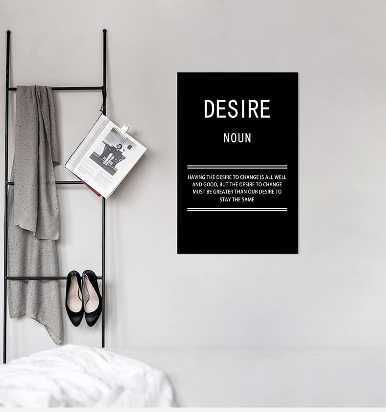 WYJZDZQ8 Desire Noun Motivational Canvas Office Print Wall Art Inspirational Picture Poster Painting Modern Inspiring Artwork for Home Living Room Bedroom Decor Ready to Hang [12''W x 18''H]