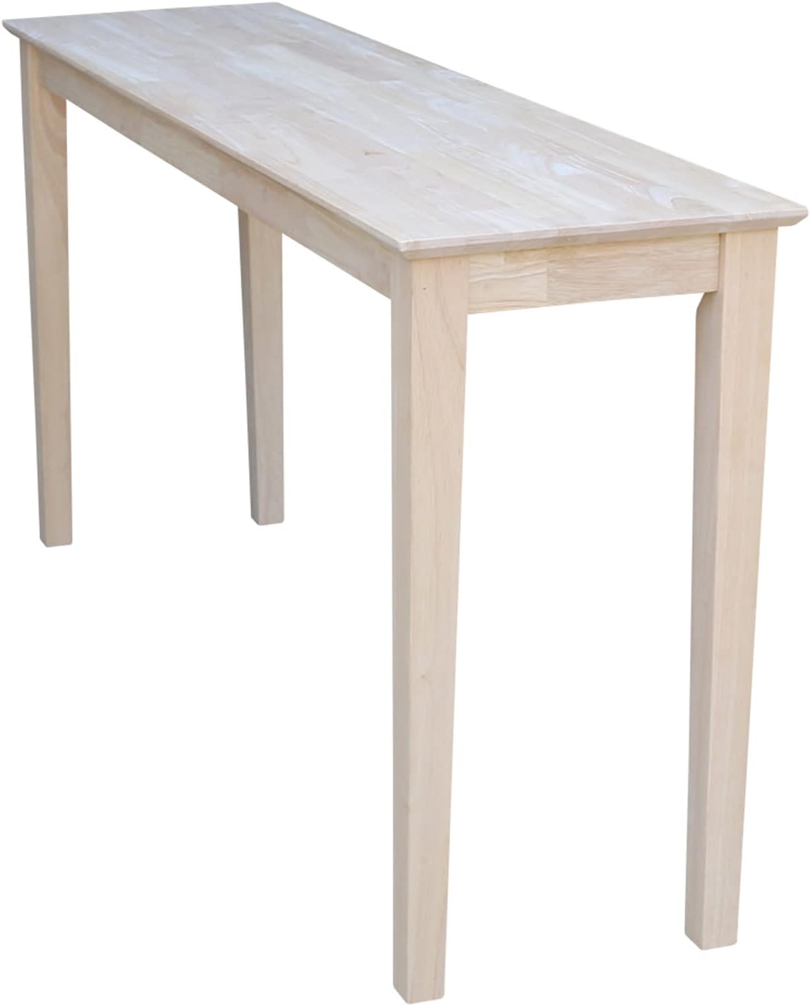 IC International Concepts Extended Length Shaker Console Table, 60" W x 16" D x 30" H Real/Solid Parawood, Kitchen/Dining, 50 Lbs. Wt. Capacity, DIY, Paint/Stain In Any Color, Unfinished