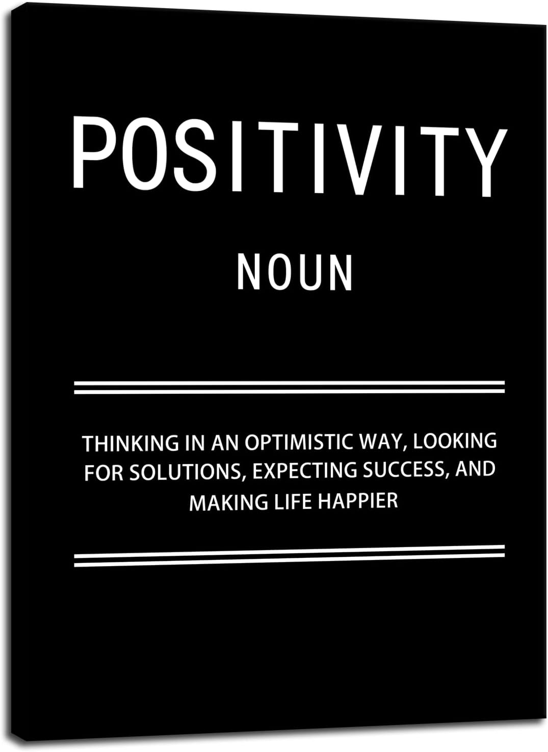 Positivity Noun Motivational Quotes Wall Art Inspirational Canvas Painting Poster Inspiring Positive Prints Wall Pictures for Living Room Home Decor Office Framed Ready to Hang [30''W x 40''H]