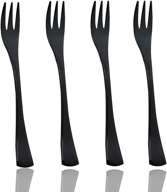 JASHII 18/10 Stainless Steel 4 Piece Mirror Polished Black Cake Fork Pie Fork Black Server Utensil Set 15.1CM