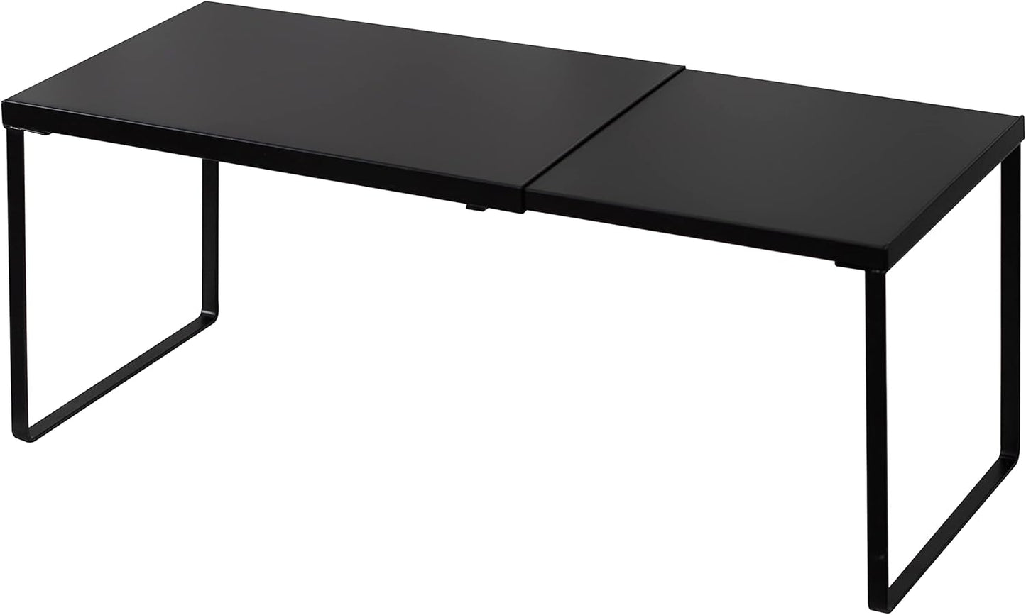 Nxconsu Cabinet Shelf Expandable Organizer Riser Rack for Kitchen Pantry Cupboard Under Sink Countertop Home Organization Extra Storage Space Saver Heavy Duty Metal Edgeless Design Black