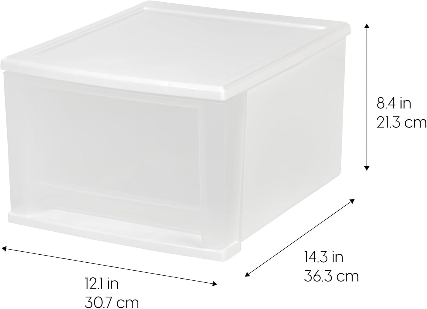 IRIS USA 17 Qt. Plastic Drawer Storage Organizer Stacking Drawers, 4-Pack, Stackable Unit with Sliding Drawer for Clothes Bedroom Kitchen Under Sink Pantry Craft Room Bathroom Dorm Office, White