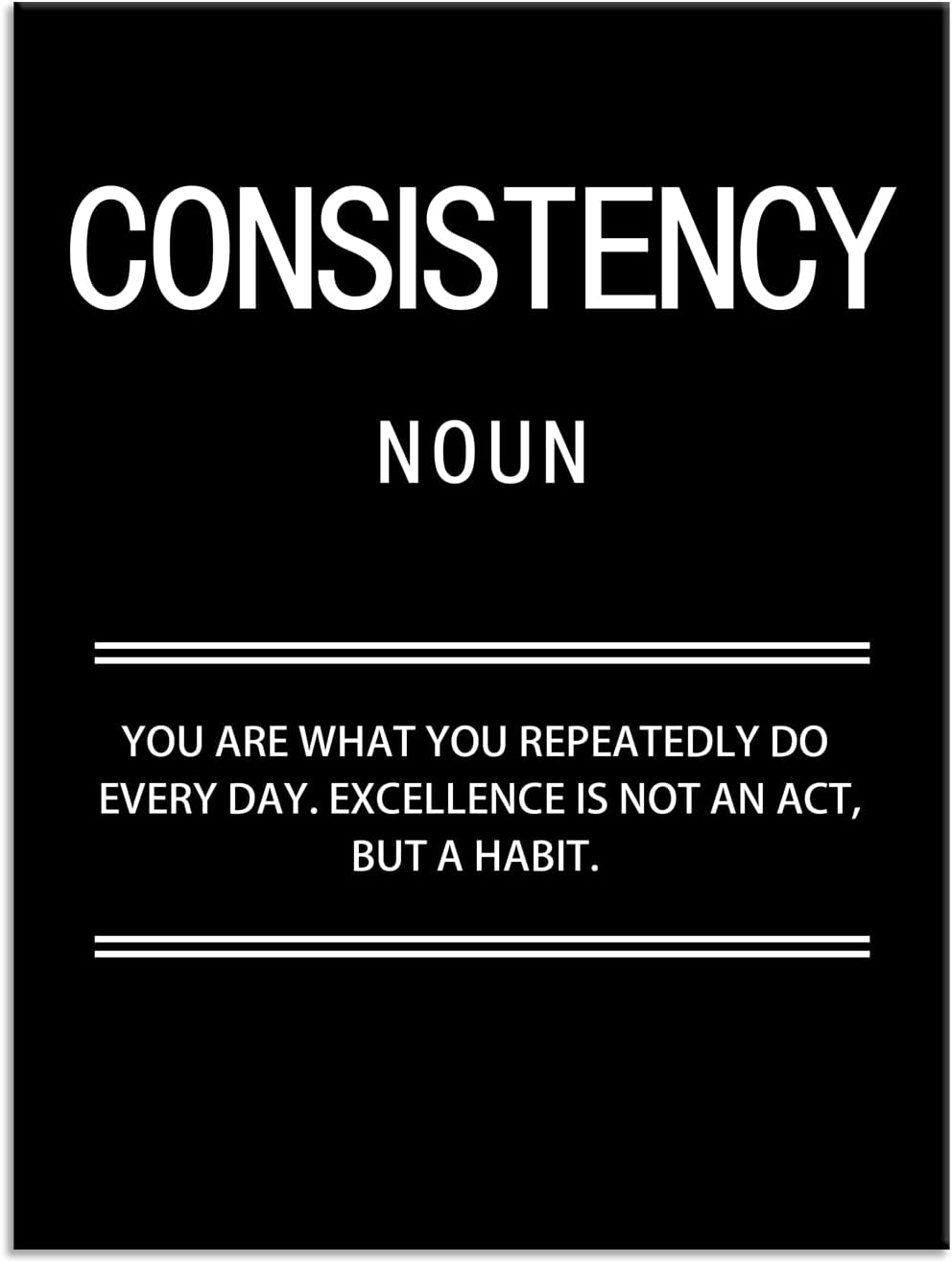 Motivational Poster Consistency Noun Inspirational Canvas Wall Art Print Artwork Painting Picture for Framed Home Decoration Living Room Office Ready to Hang [18''W X 24''H]