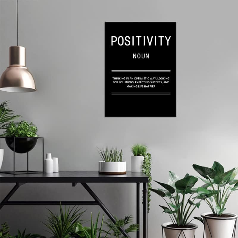 Inspirational Wall Art Positivity Noun Motivational Canvas Painting Quotes Poster Prints Wall Pictures for Living Room Home Decor Office Framed Ready to Hang [18''W x 24''H]