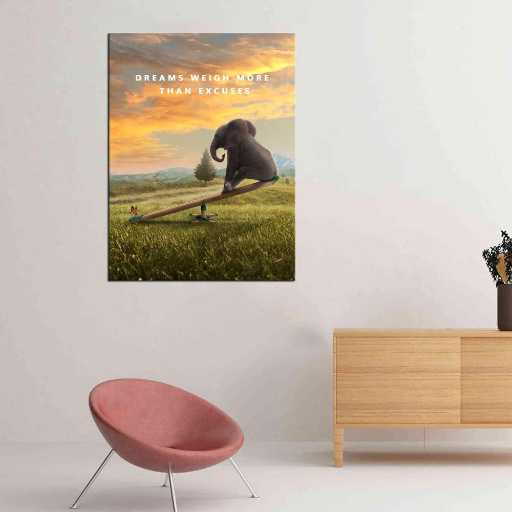 Motivational Canvas Wall Art Inspirational Poster Inspiring Quote Dreams Weigh More Than Excuses Picture Home Office Decor Painting Framed and Stretched Ready to Hang [30''W x 40''H]