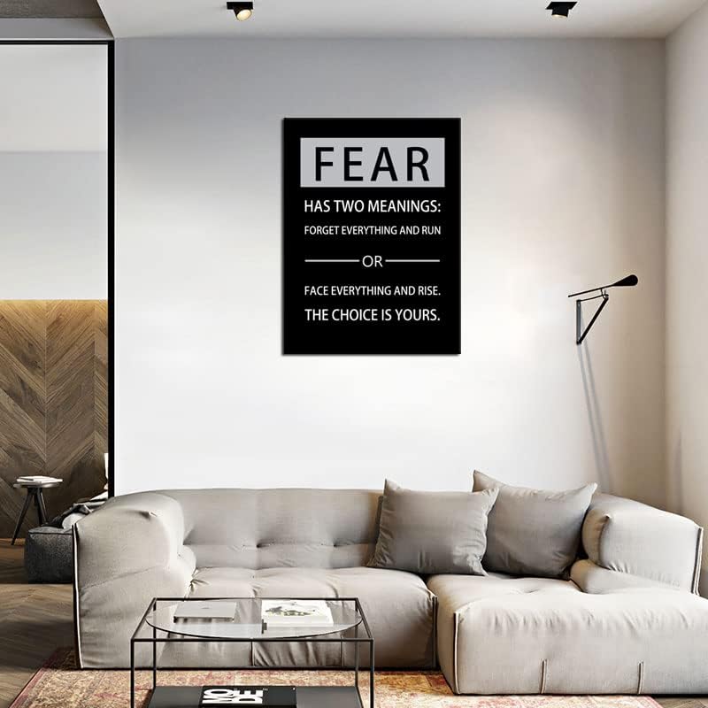 Motivational Entrepreneur Quotes Pictures Posters Fear Has Two Meanings Printed Pictures Inspirational Canvas Wall Art Home Decor Painting Frame for Living Room Office Ready to Hang [30''W x 40''H]
