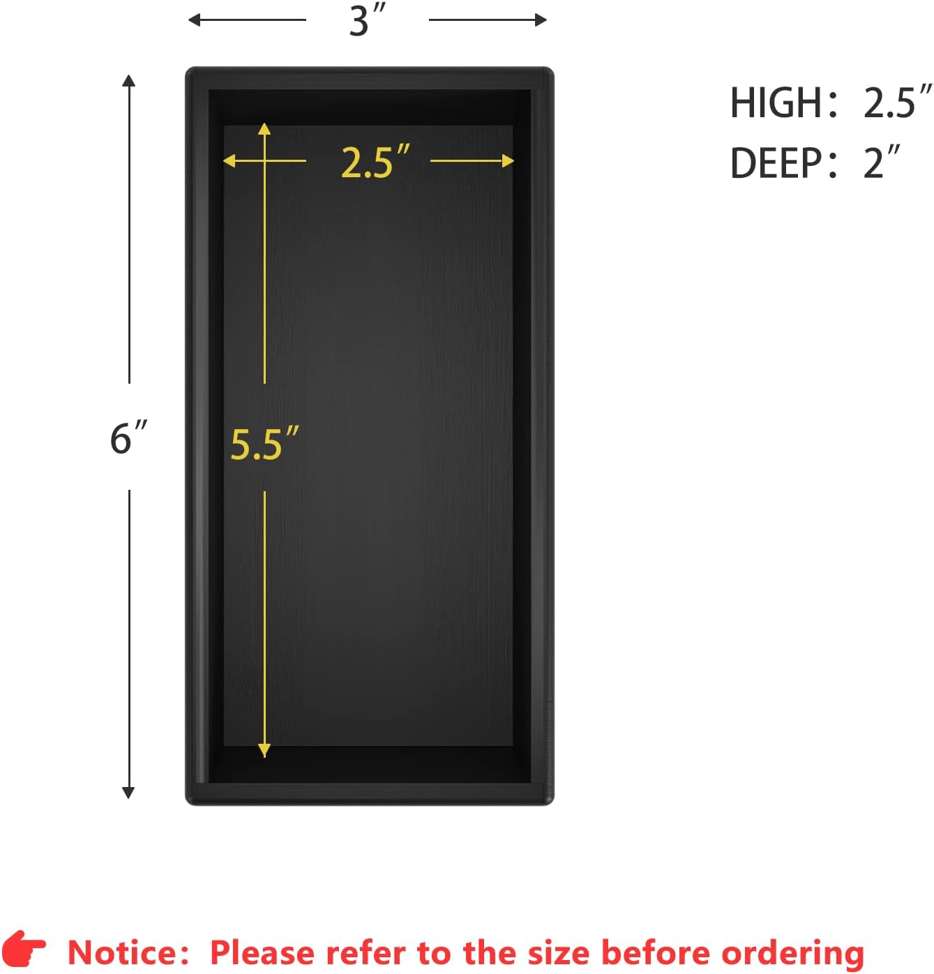 Black Bamboo Drawer Organizer - Silverware&Utensil Holder Organizer for Kitchen Drawers, Multi-Use Drawer Dividers Boxes for Bathroom Counter，Cabinet, Garage, Office Desk, Makeup, Jewelry (6"3"2.5")