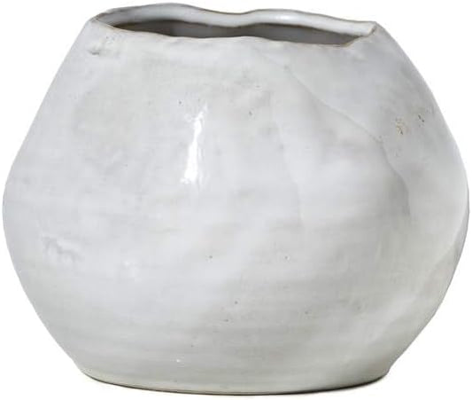 Serene Spaces Living Glazed Ceramic Fishbowl Vase, Set of 4- Centerpiece for Vintage Weddings, Events, Measures 4" Tall and 5" Diameter