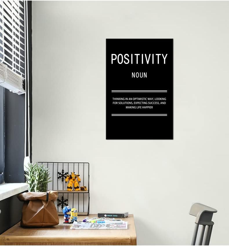 Positivity Noun Motivational Poster Canvas Wall Art Inspirational Picture Painting Modern Inspiring Positive Artwork for Home Living Room Bedroom Gym Office wall Decor Ready to Hang [12''W x 18''H]