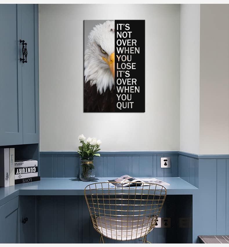WYJZDZQ8 Animal Motivational Canvas Office Print Wall Art Eagle Inspirational Picture Animal Poster Painting Modern Inspiring Artwork for Home Living Room Office Decor Ready to Hang [12''W x 18''H]