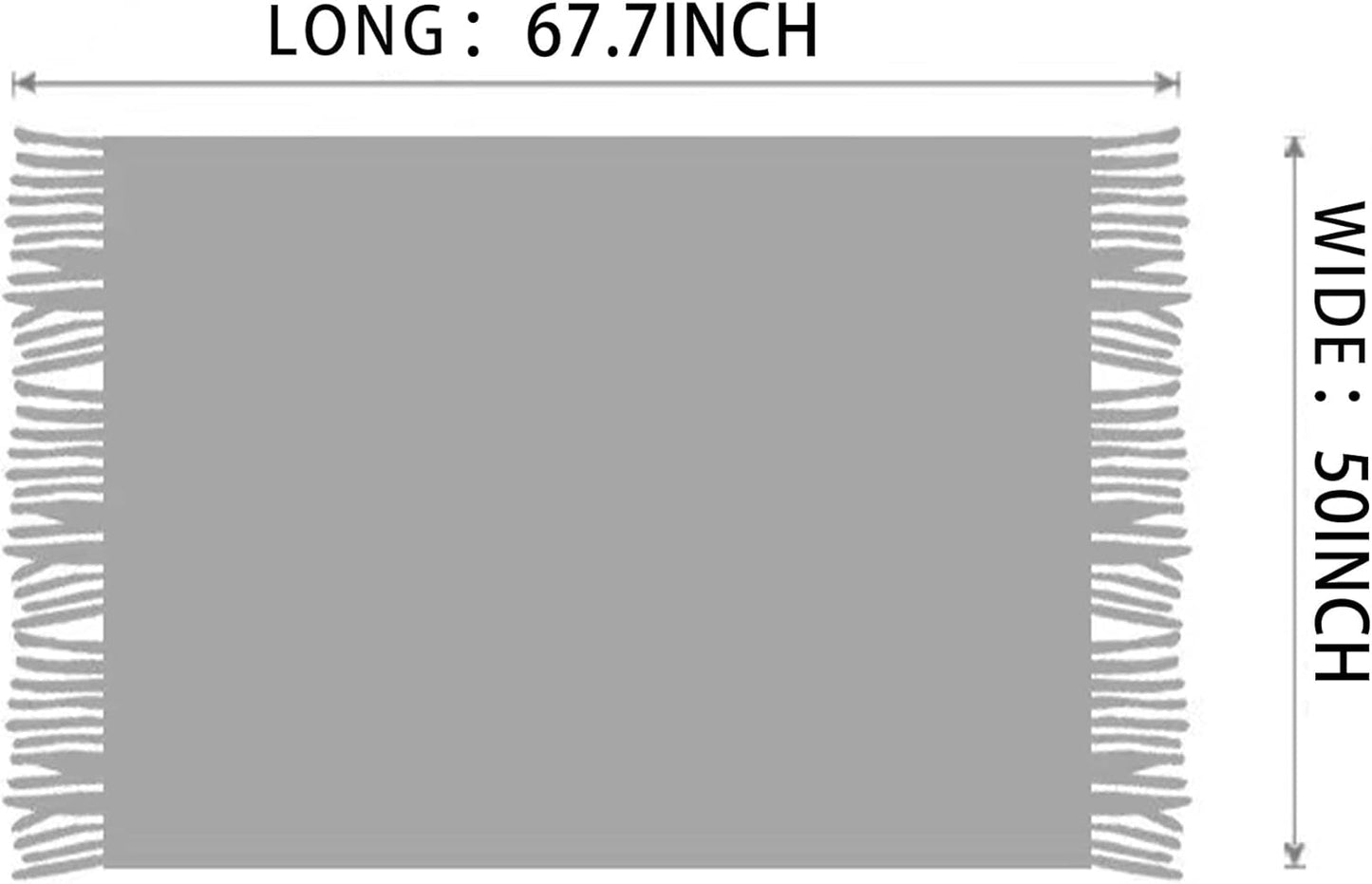 Boho Throw Blanket - Bohemian Fringe Tassels， for Bed Couch Soft ChairBlanket Double Sided (50"x70") (Khaki)