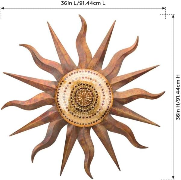Regal Art & Gift Rainbow Copper Large Metal Sun Wall Decor - 36 Inch | Indoor Outdoor Rust-Resistant Sunburst Sculpture | Eye-Catching Metal Sun Wall Art Accent for Patio, Garden, Living Room
