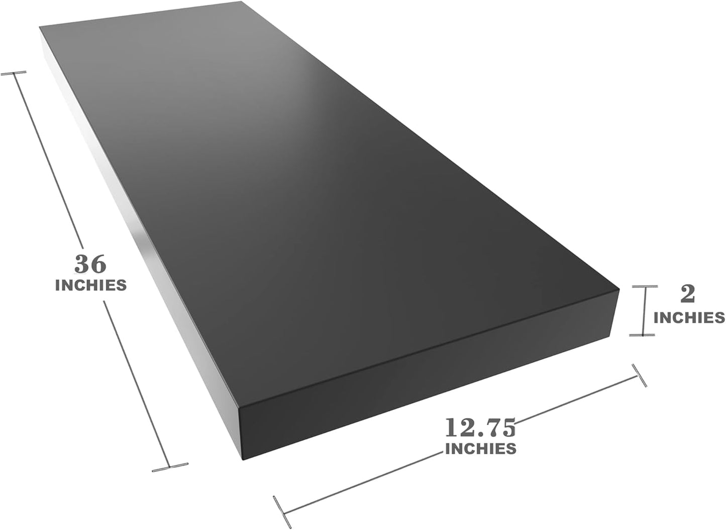 Large Floating Shelves for Wall Set of 3 Wooden Wall Shelves 36 in x 12.75 in x 2 in Room Decor Long Shelf with Invisible Wall Mount Bracket for Bedroom Kitchen Living Room Black