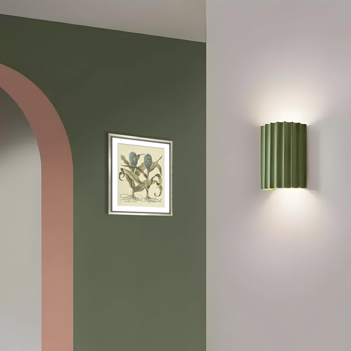 LightInTheBox Modern LED Wall Sconce Minimalist Resin Wall Light Nordic Style Half-Cylinder Tree Root Desgin Up and Down Light for Stairs Hallway Bedroom Home (Green)