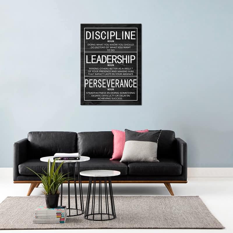 Motivational Inspirational Wall Art Discipline Leadership Perseverance Positive Inspirational Poster Canvas Painting Wall Art Framed Artwork Prints Picture for Living Room Office Gym [30''Wx 40''H]