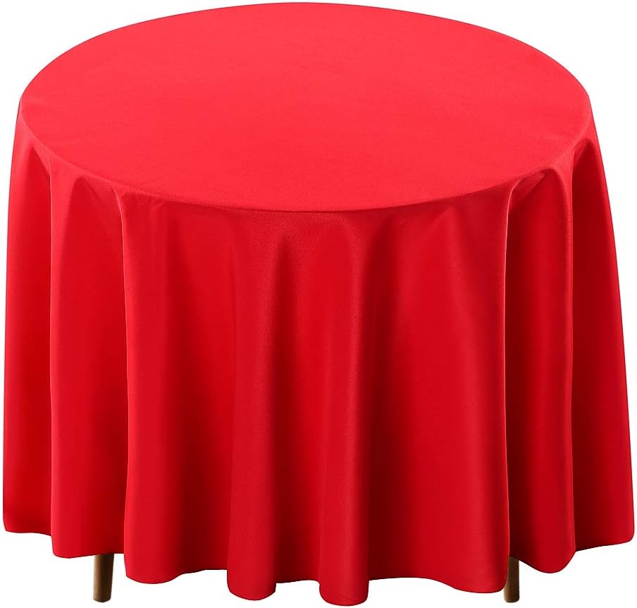 Surmente Red Tablecloth for Round Tables, 120-inch Round Table Cloths for Weddings, Banquets, or Restaurants