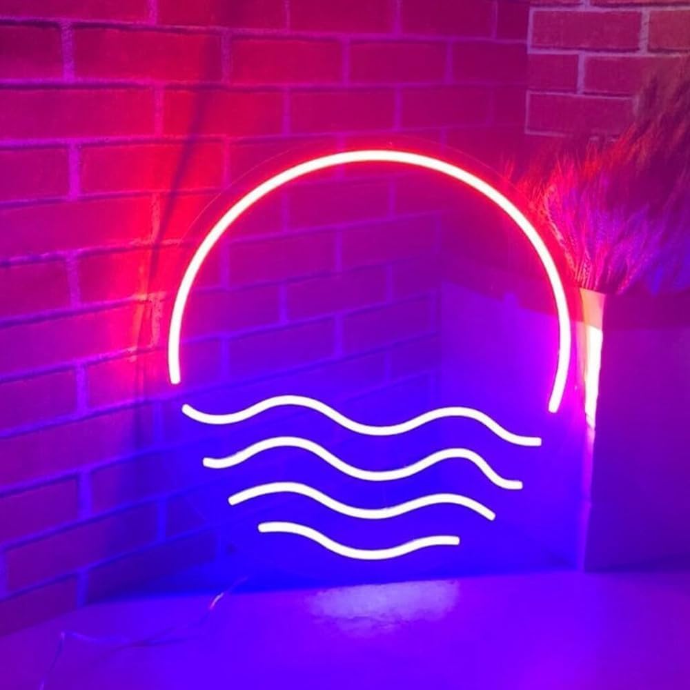 LED Decorative Lights USB Mountains Sunrise Sunset Led Neon Signs Home Decoration Wall Art Holiday Gift Brightness Adjustable 15''x15''