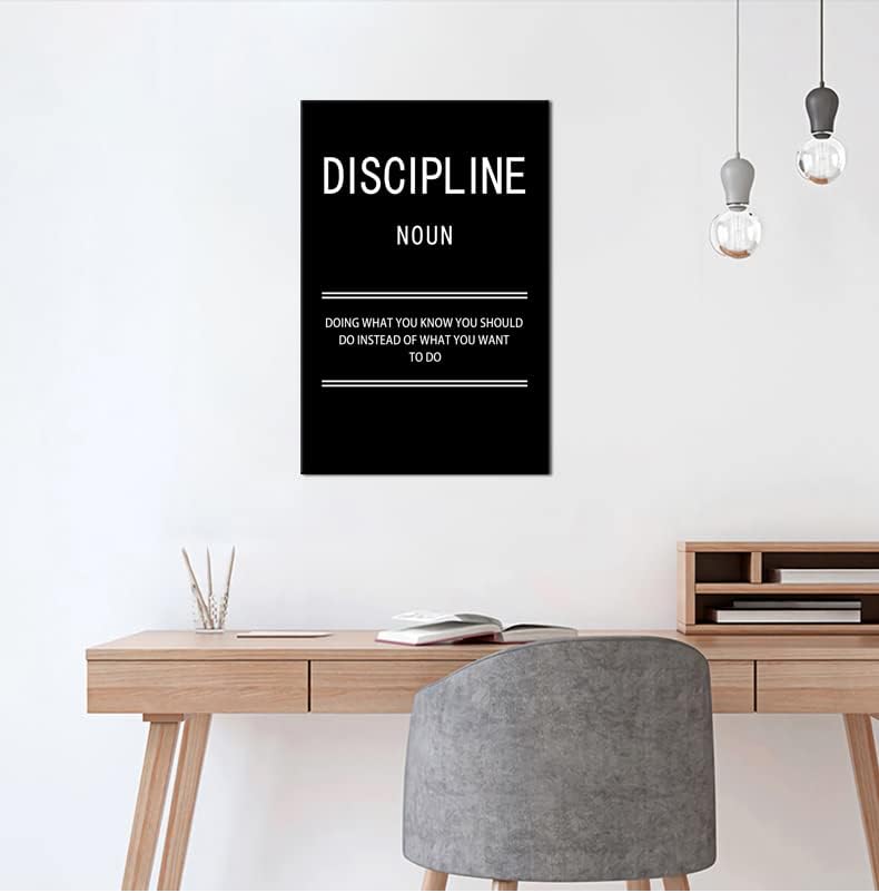 Discipline Noun Inspirational Posters Motivational Affirmative Wall Art Prints on Canvas Modern Home Decor Painting Artwork for Living Room Office Stretched and Framed Ready to Hang [12''W x 18''H]