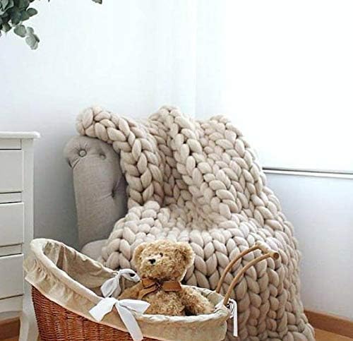 Knitted Throw Blanket for Sofa,Handmade Knit Chunky Blanket Throw Sofa Throw for Gift Sofa Bed,Chunky Knit Blanket(Camel 60"x60")