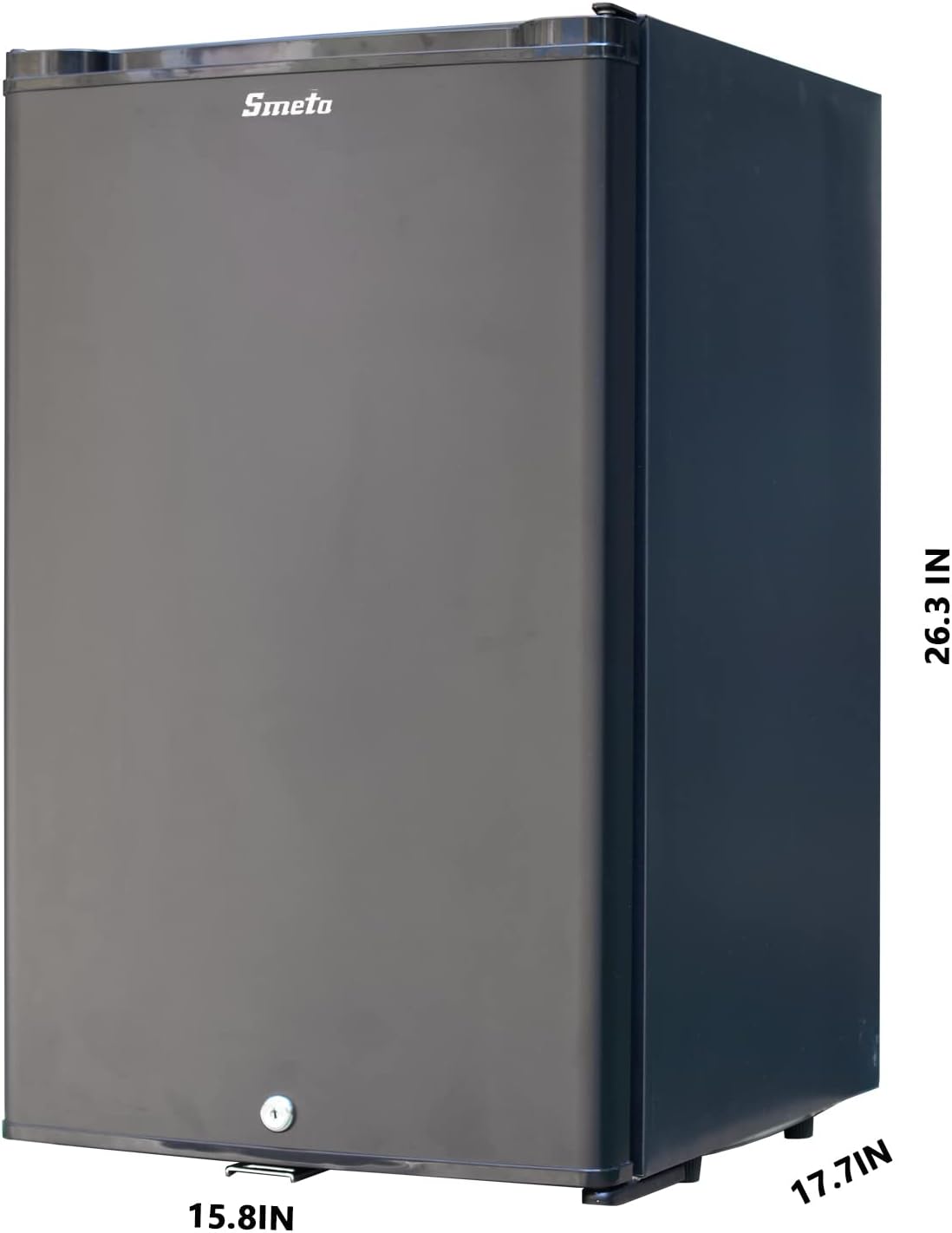 SMETA 12V RV Refrigerator 1.7 Cu.Ft Mini Camper Fridge with Lock and Key AC/DC 110V/12v Quiet Absorption Compact Refrigerator for RV Semi Truck Patio Car with Reversible Door Beverage Cooler, Black