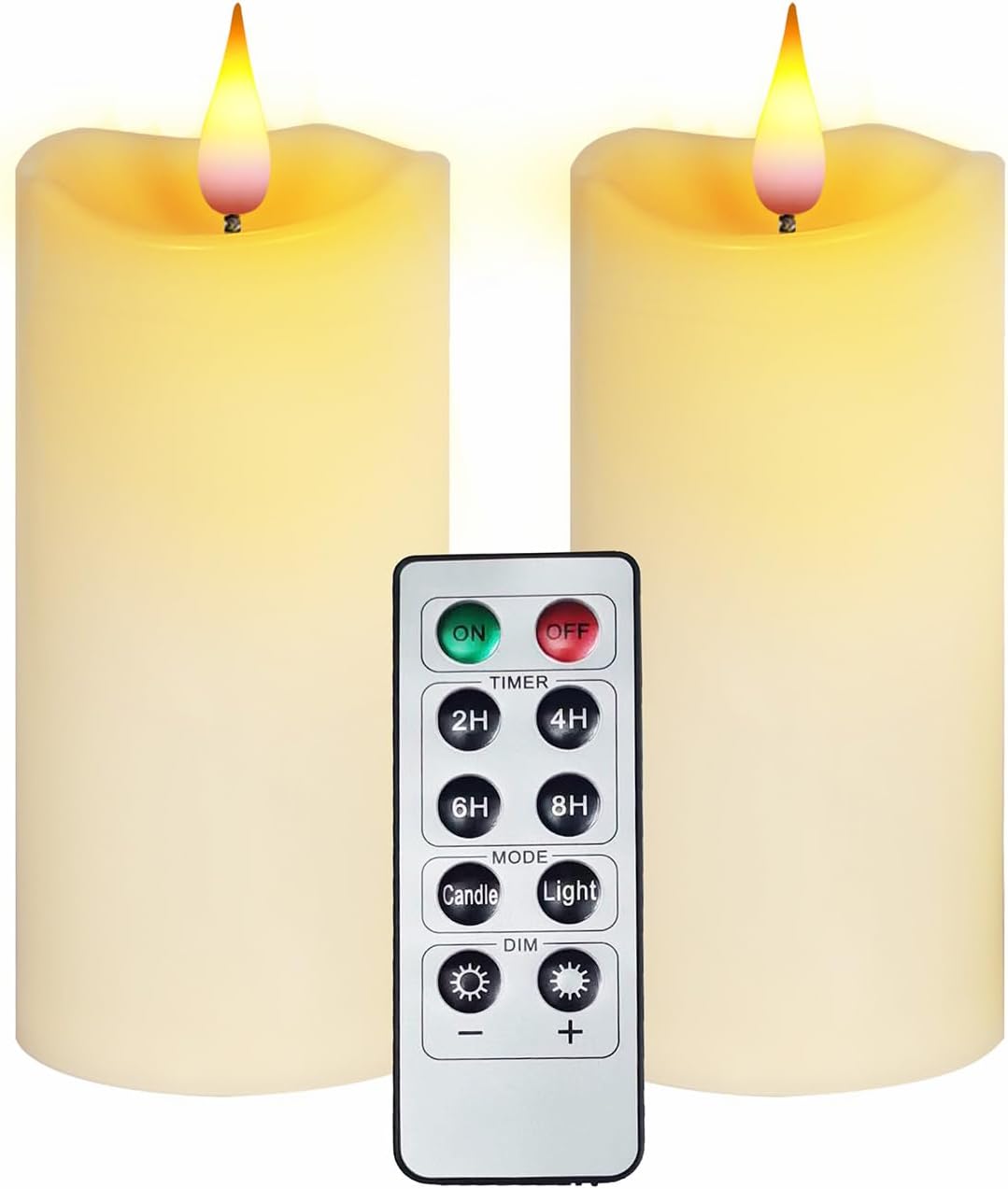 Aignis Indoor Flameless LED Candles Battery Operated with Remote Timer and Unique Double-Color Flame for Home/Wedding/Holiday Decor, Set of 2(D 2.95" x H 6")