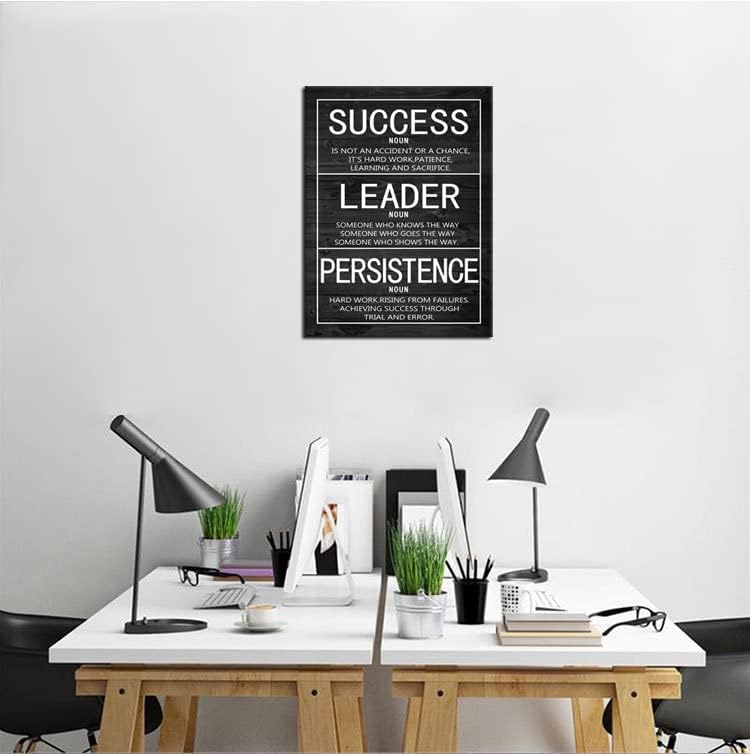 Motivational Poster Success Leader Persistence Inspirational Wall Art Inspiration Canvas Prints Artwork for Living Room Modern Home Decor Painting Stretched and Framed Ready to Hang [18''Wx 24''H]