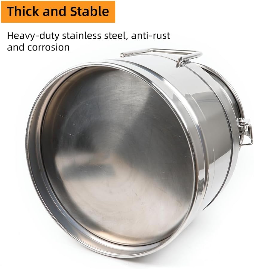 Stainless Steel Milk Can, 50L/13.2 Gallon Heavy Duty Airtight Storage Canister Milk Bucket with Lid, Embedded Silicone Milk Jug Wine Pail Water Cereals Bucket with Three Latches and Two Handles