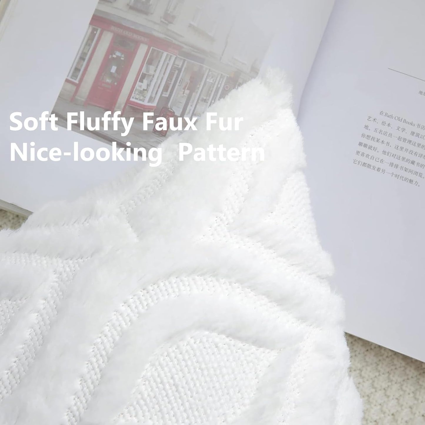 decorUhome Fall Throw Pillow Covers 22x22 Inch Set of 2, Soft Plush Decorative Faux Fur White Solid Couch Pillow Covers, Accent Farmhouse Neutral Square Euro Pillow Cases for Sofa Bed Living Room