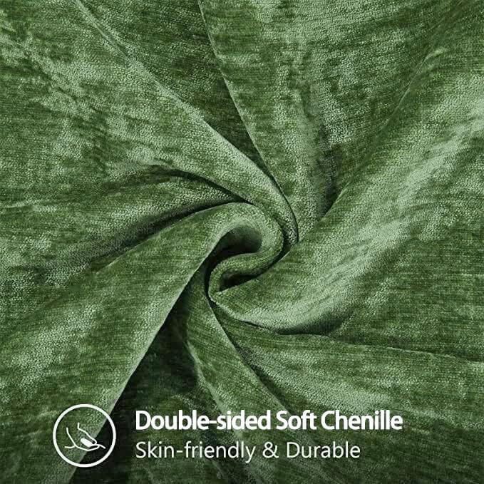 decorUhome Fall Chenille Soft Throw Pillow Covers 20x20 Set of 2, Farmhouse Velvet Neutral Decorative Euro Pillow Covers with Stitched Edge for Couch Sofa Bed Home Decor, Forest Elf