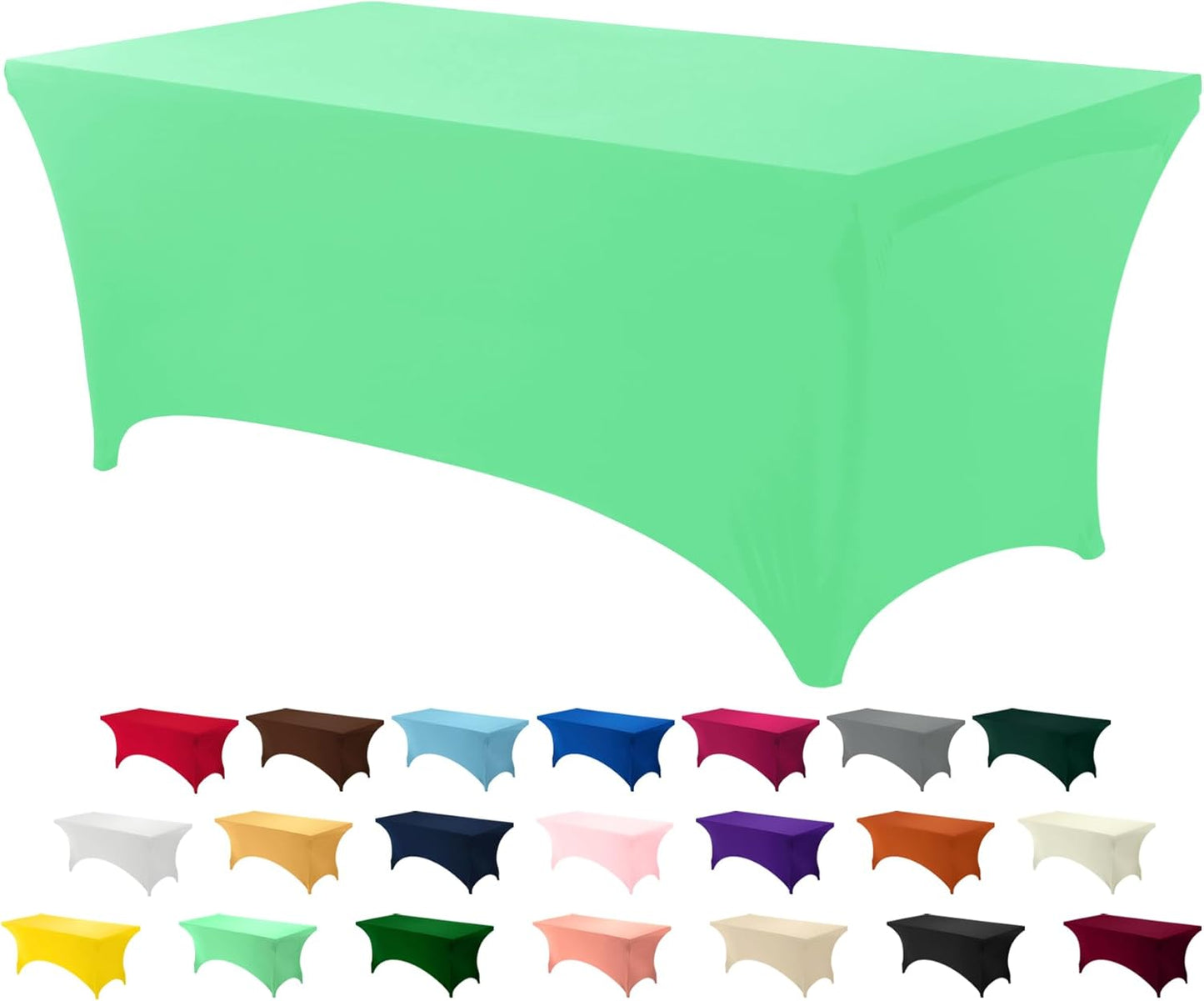 Utopia Kitchen 6FT Spandex Tablecloth [1 Pack, Bright Green] 200 GSM Stretch, Fitted, Washable and Wrinkle Resistant Table Cloth Rectangle Cover for Trade Shows, Wedding, Parties [72Lx30Wx30H Inch]