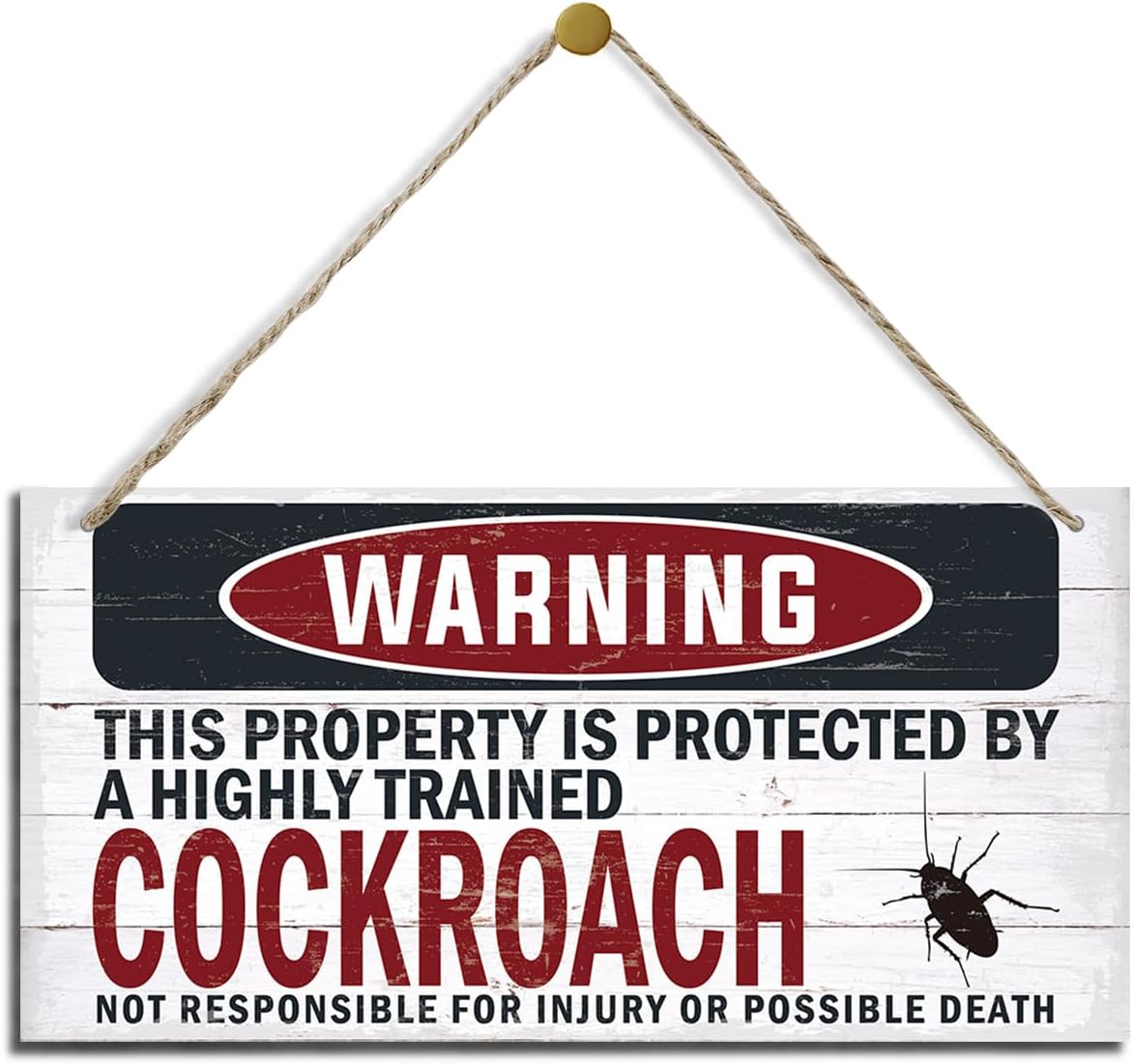 Warning Sign, Cockroach Warning Wood Plaque Sign, Funny Door Signs, Decorative Wood Hanging Suspension Plaque, Farmhouse Wooden Wall Decor, Outdoor Hanging Wooden Signs