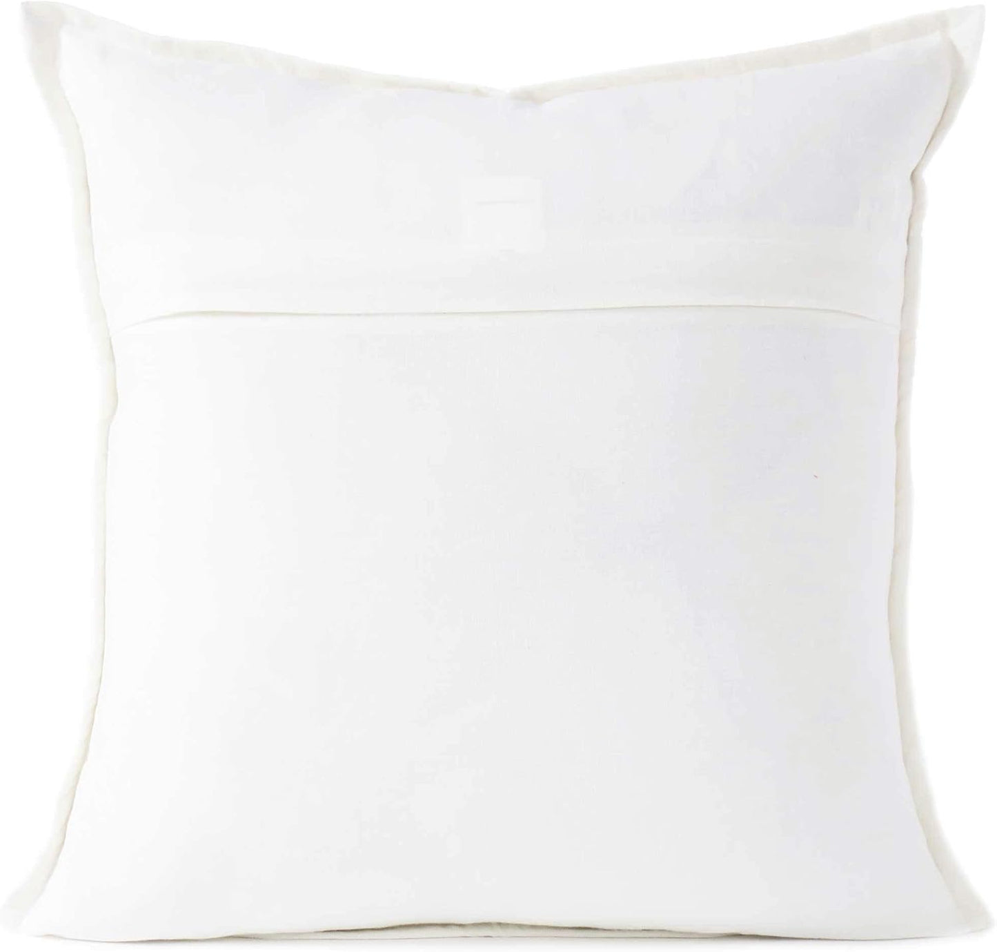 Eyes of India Embroidered Decorative Boho Throw Pillow Cover with Mirrors, Handmade Bohemian Accent Cushion Case for Sofa Couch Bedroom Living Room (White, 24" x 24")