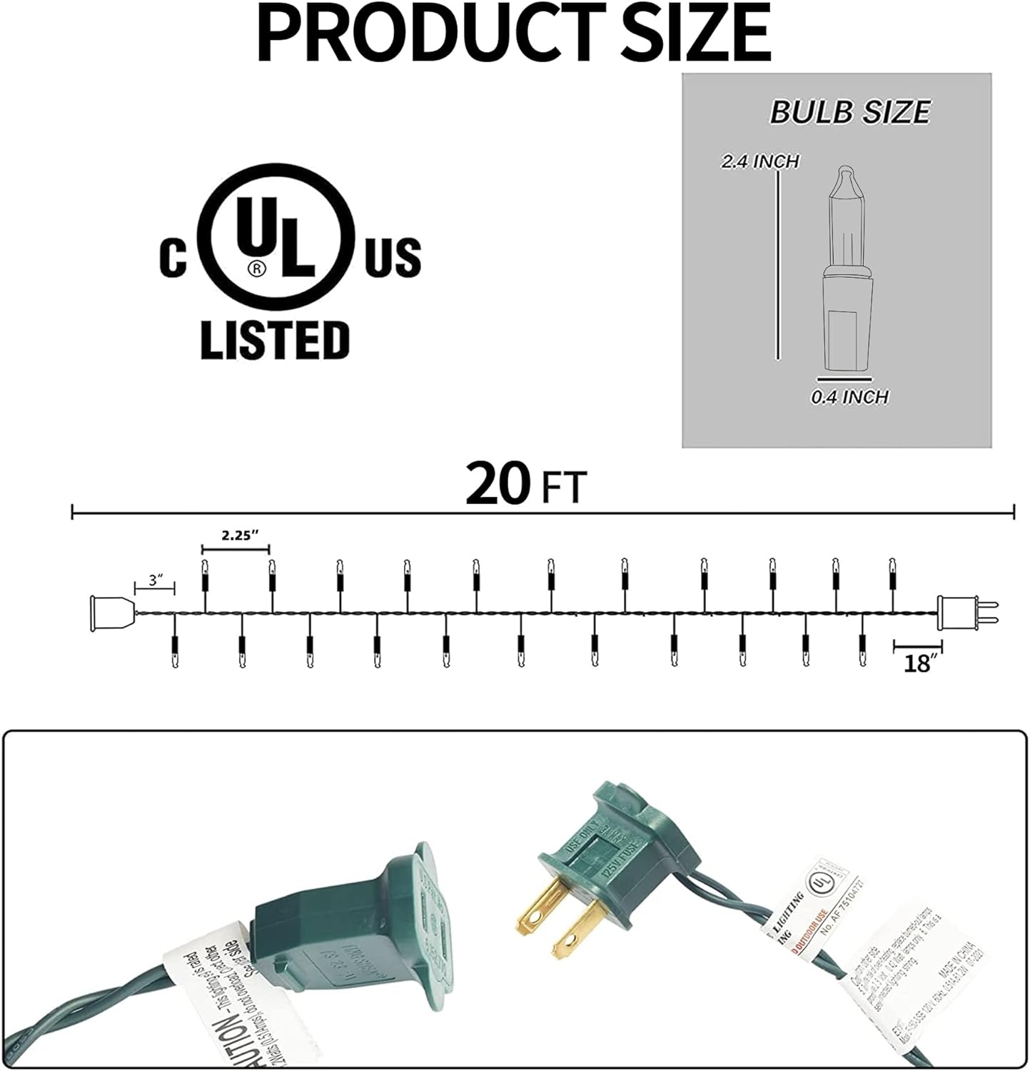 TW SHINE Green Christmas Lights, 18.5FT 100 Count Incandescent Halloween Lights, Waterproof St. Patrick's Day Decorations for Outdoor Indoor Xmas Tree Patio Home Party Garden Yard Decor