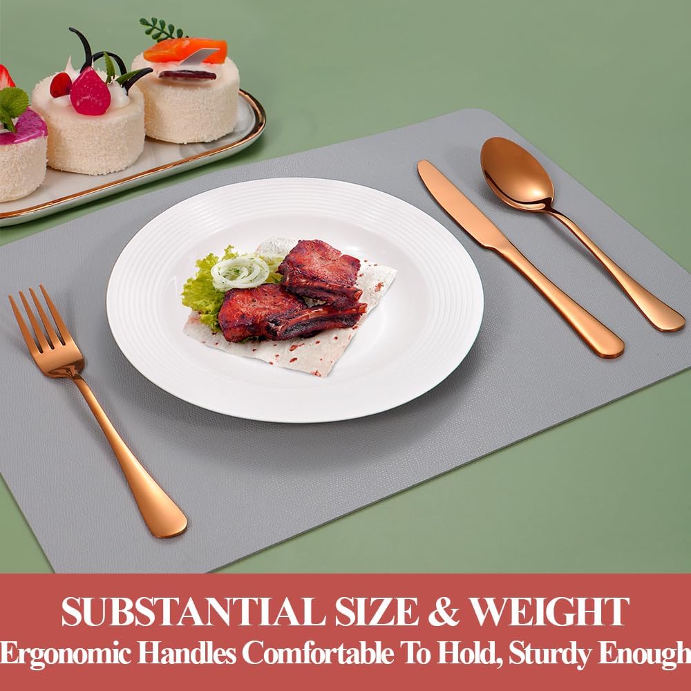 30 Pcs Rose Gold Silverware Set for 6, Food Grade Stainless Steel Flatware Set, Eating Utensils Sets Include Fork/Knife/Spoon,Home Kitchen Tableware Set, Reusable Cutlery Set, Dishwasher Safe