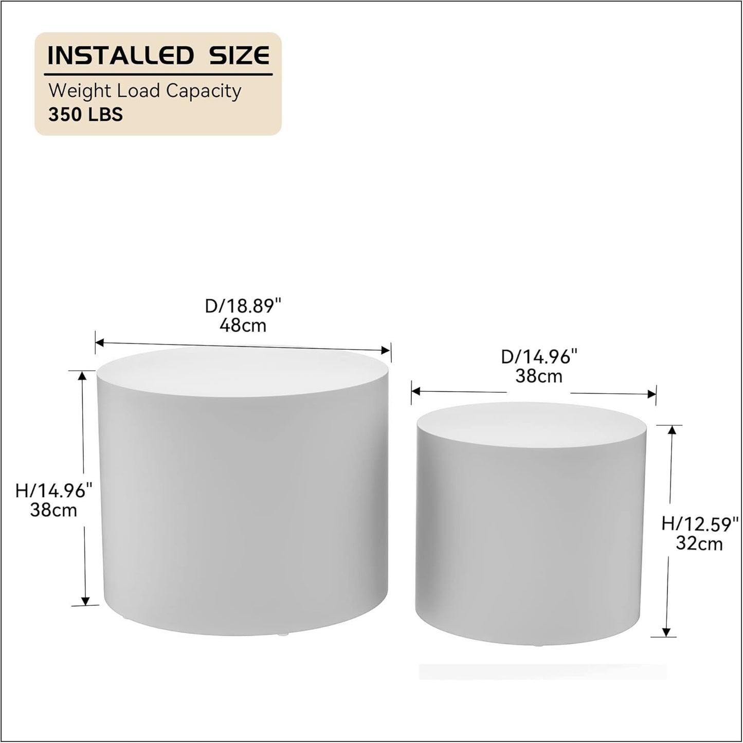 WILLIAMSPACE Nesting Coffee Table Set of 2, Matte White Round Wooden Coffee Tables Modern Circle Table for Small Space Living Room Bedroom Accent End Side Table (Matte White-Round)