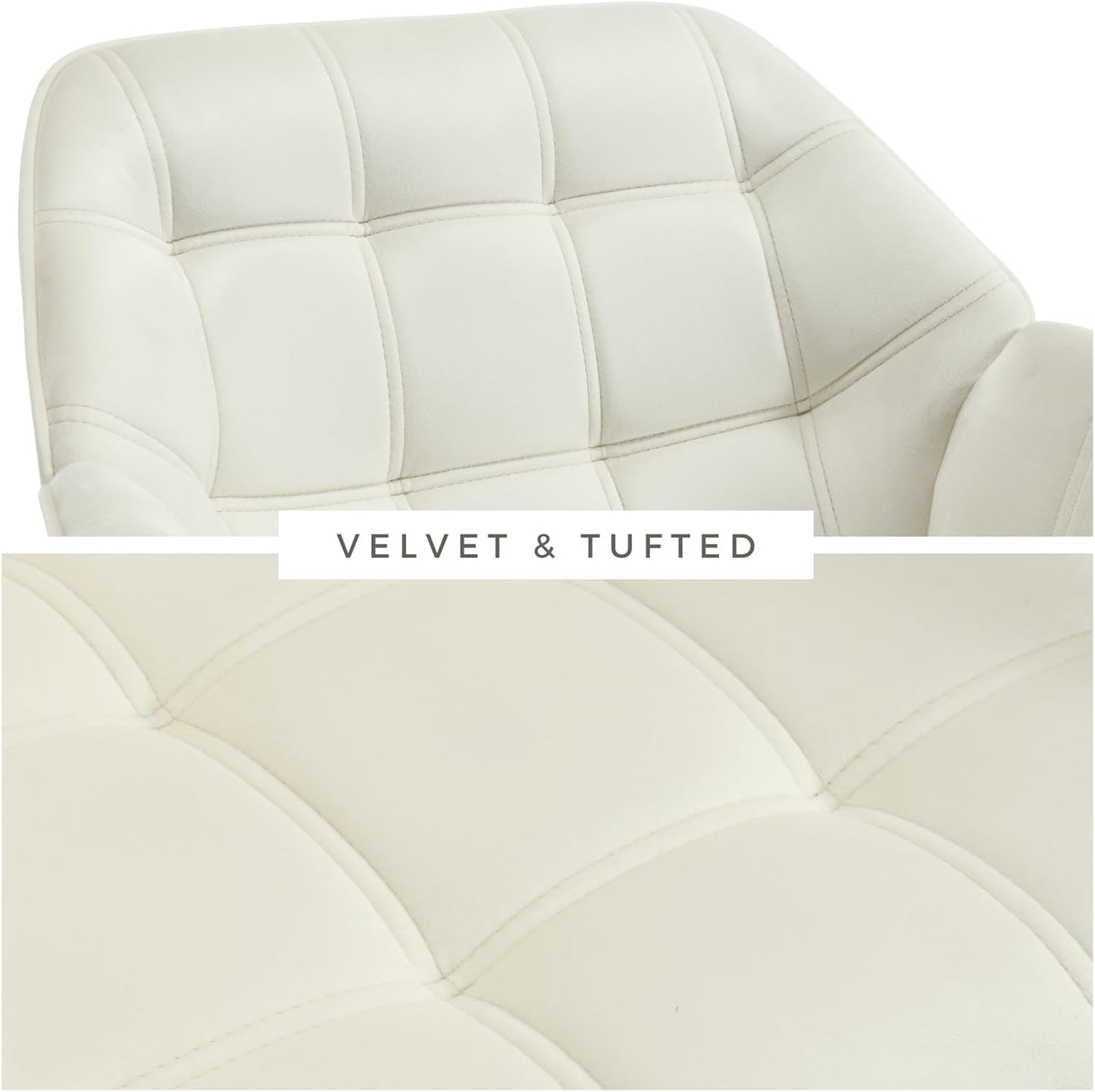 Modern Velvet Accent Chair with Ottoman Set of 2, Upholstered Lounge Chair with Footrest, Comfy Living Room Chair with Gold Legs Accent Side Chair Armchair for Small Space Bedroom, Beige