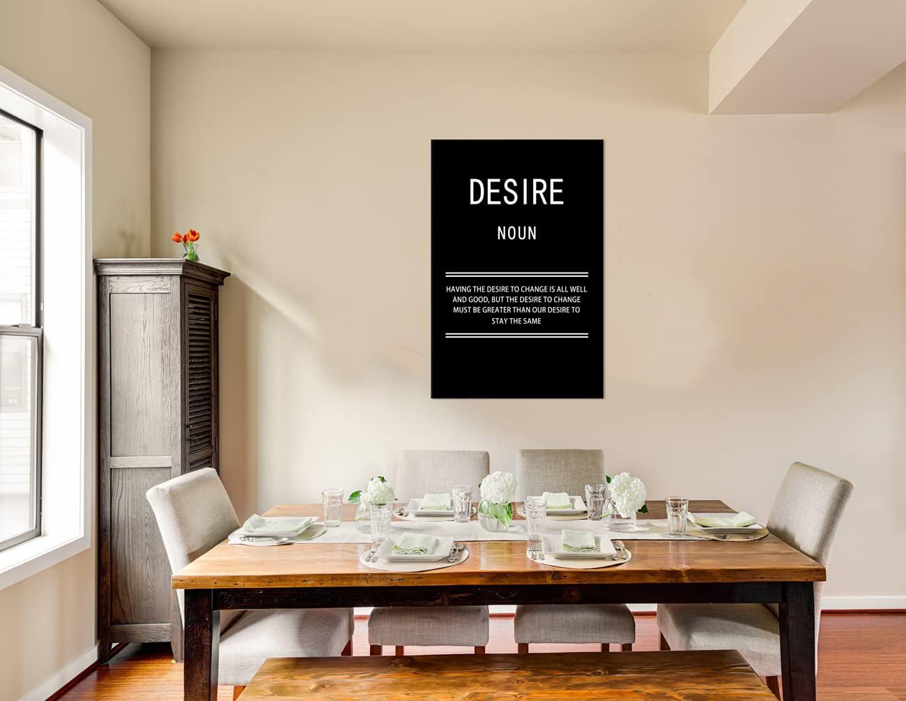 WYJZDZQ8 Desire Noun Inspirational Canvas Office Print Wall Art Motivational Picture Poster Painting Modern Inspiring Artwork for Home Living Room Bedroom Decor Ready to Hang [24''W x 36''H]