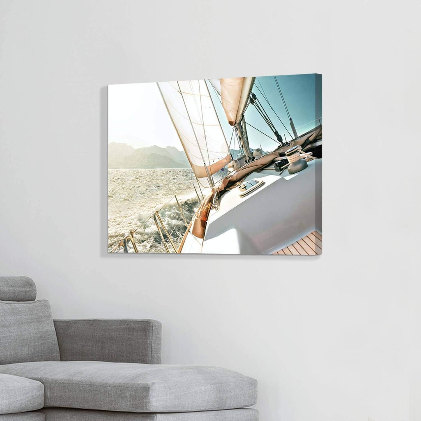 ARTISTIC PATH Nautical Picture Canvas Wall Art: Sailboat Artwork Seascape Print on Canvas for Office Bedrooms (36" W x 24" H,Multi-Sized)