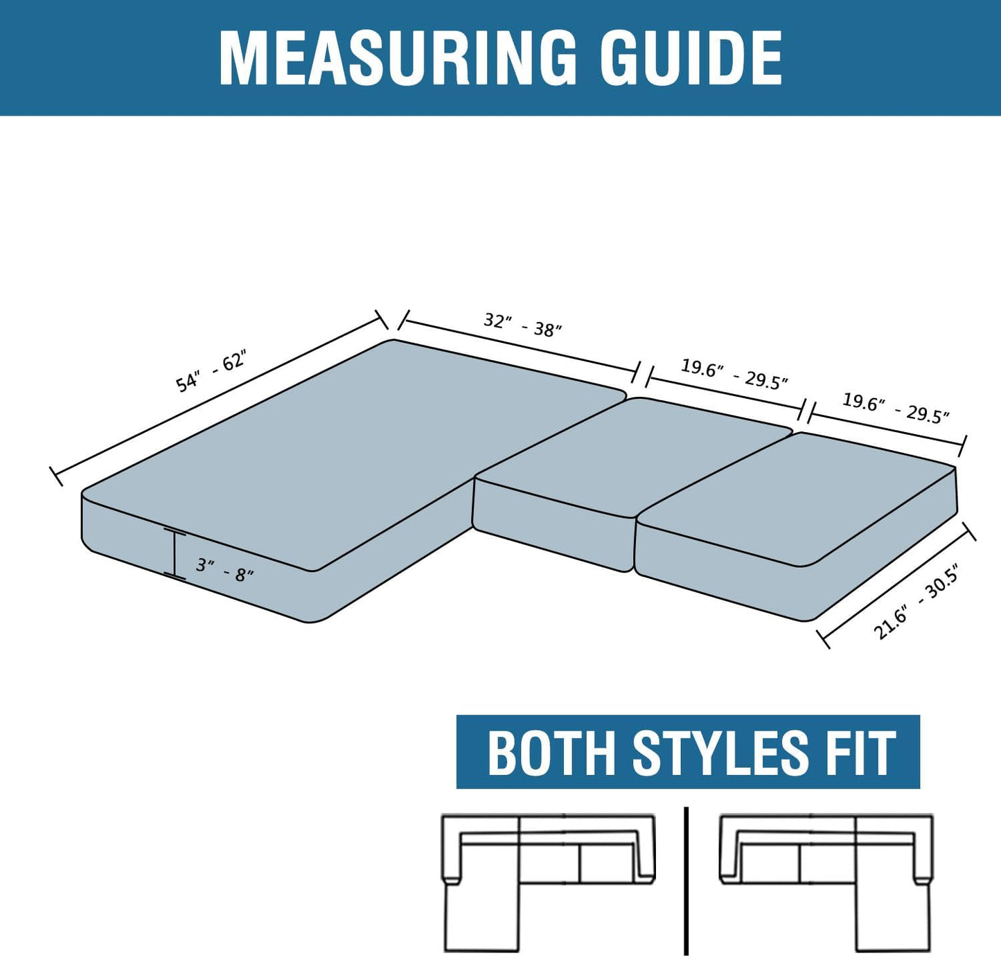 H.VERSAILTEX Velvet Stretch Sectional Couch Covers, 3 Pieces, L-Shaped with Separate Cushions - For Both Left/Right Couch Types (Large Sofa 2 Seater + Chaise, Grey Striped)