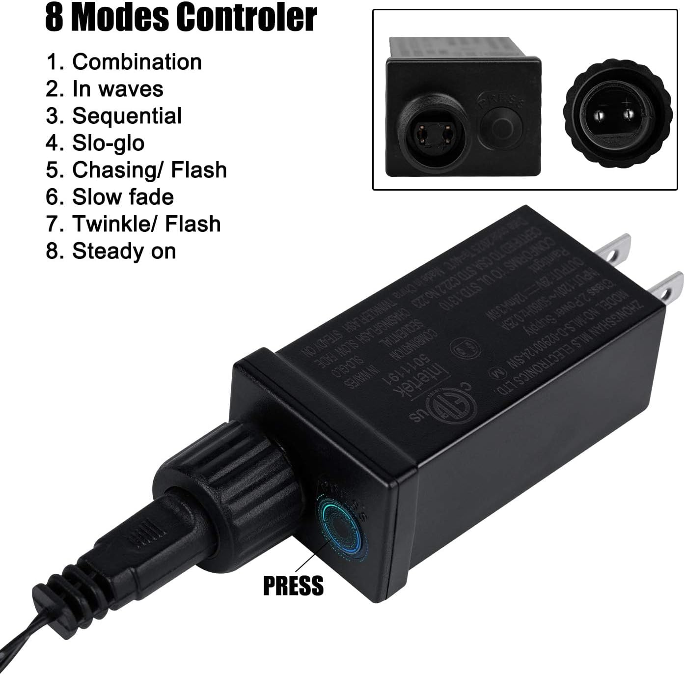 Minetom Halloween String Lights Outdoor, 39Feet 100 LED Waterproof Christmas Lights with 8 Lighting Modes for Halloween Garden Party Christmas Xmas Tree Lights Decor, Orange