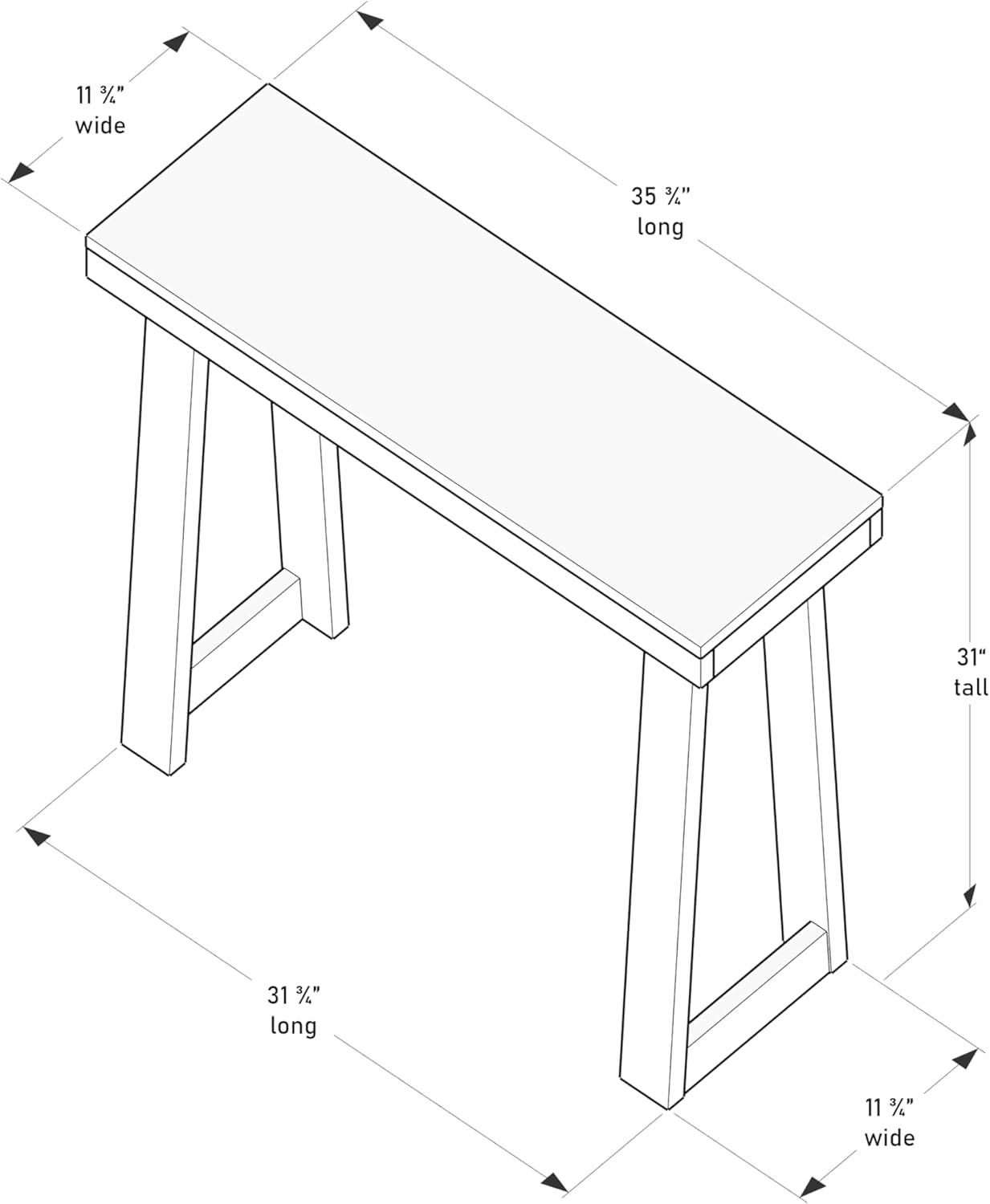 Plank+Beam Solid Wood Console Table, 36 Inch, Sofa Table, Narrow Entryway Table for Hallway, Behind The Couch, Living Room, Foyer, Easy Assembly, White