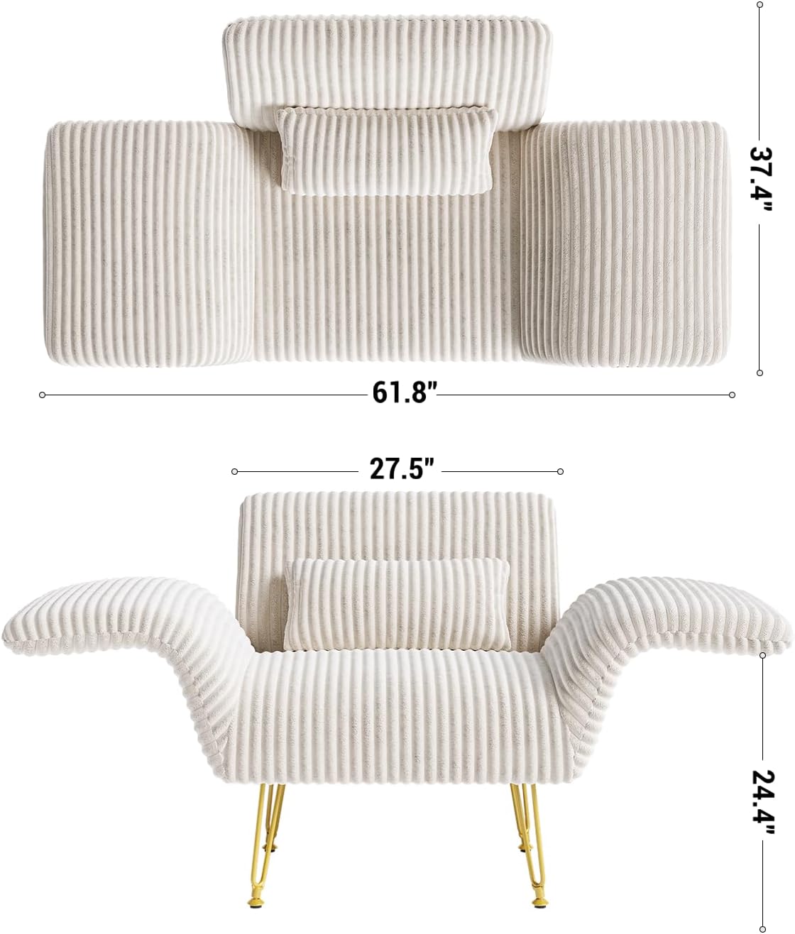 Txtin's Comfy Accent Chair Reading Chair for Bedroom Cozy Wing Arm Living Room Single Sofa Chair with Angle Adjustable Arms Beige Corduroy Easy Assembly