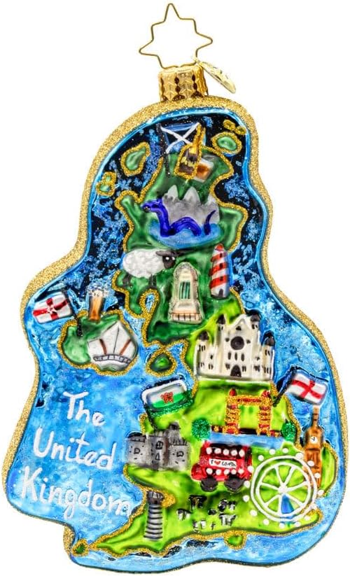 Christopher Radko Hand-Crafted European Glass Christmas Tree Decorative Ornament, Union Jack Charm