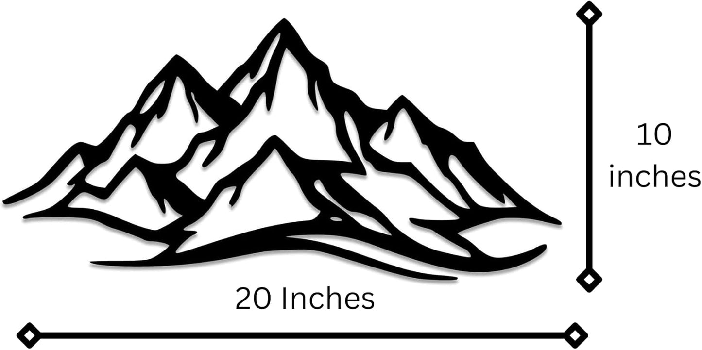 METALPLEX Mountain Range Metal Wall Art - Fade-Resistant and Rust-Free Indoor & Outdoor Aluminum Composite Wall Decor - Home Decor Wall Art For Living Room and Bedroom Decorations - Black (20" x 10")